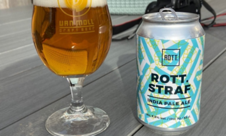 Rott Straf westcoast ipa Rott Straf westcoast ipa blikje en glas